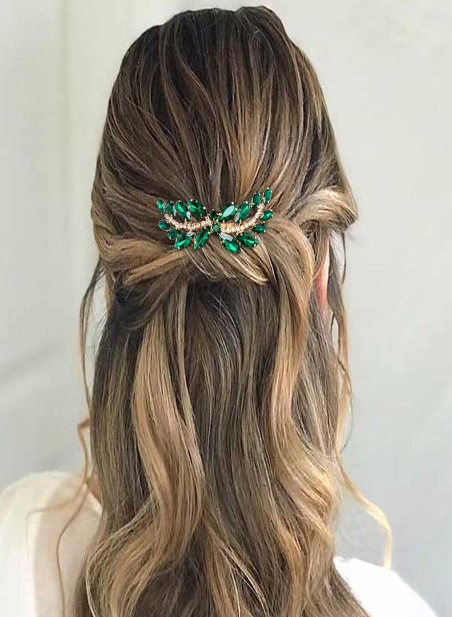 BETITETO Bridal Hair Comb Emerald Green Crystal Wedding Hair Piece Pin Accessories for Women Girls Party (Green) - Image 2